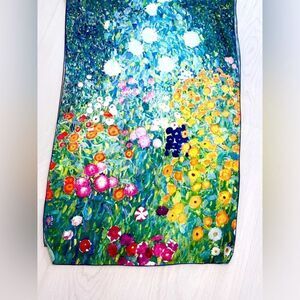 Vintage Gustav Klimpt flower garden scarf brilliant rectangle polyester